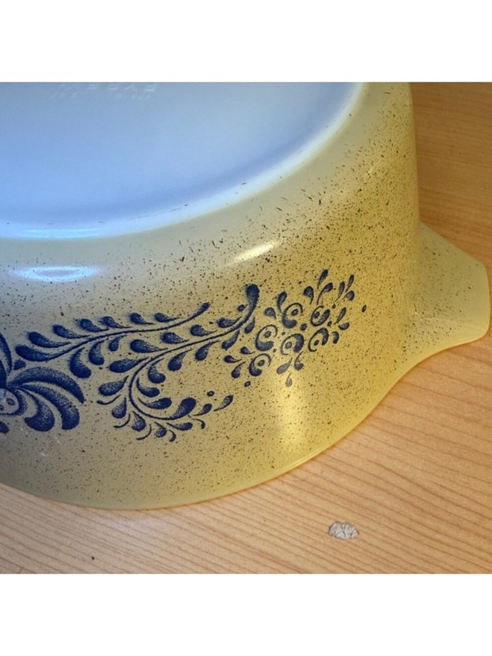 Vintage 1976 Pyrex Homestead 2.5 Qt Casserole Bowl 475-B Tan & Blue – Made in US - Picture 9 of 9